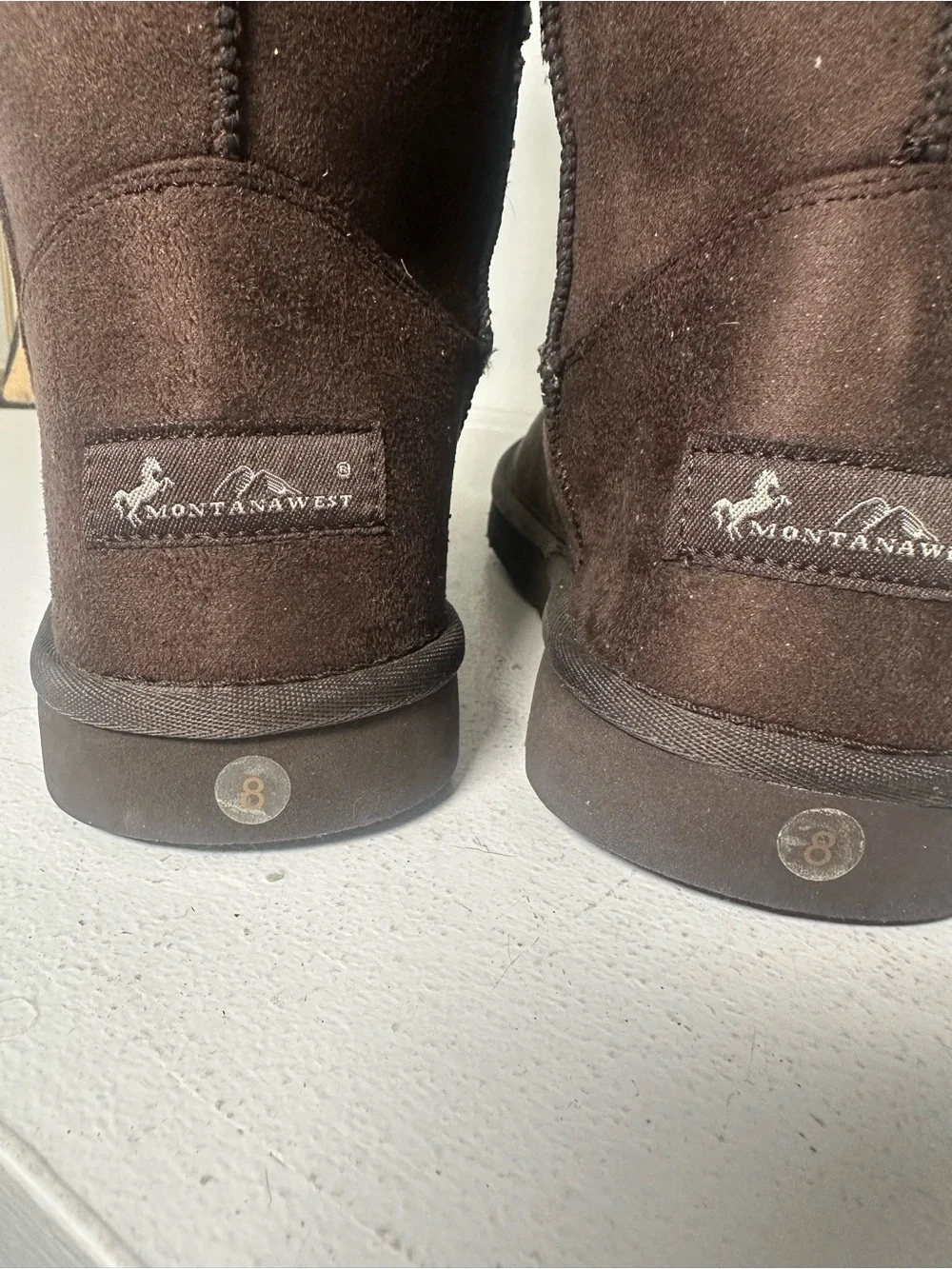 Montana West Women’s Size 8 Brown Western Winter Boots Cowhide Studded Mid Calf
